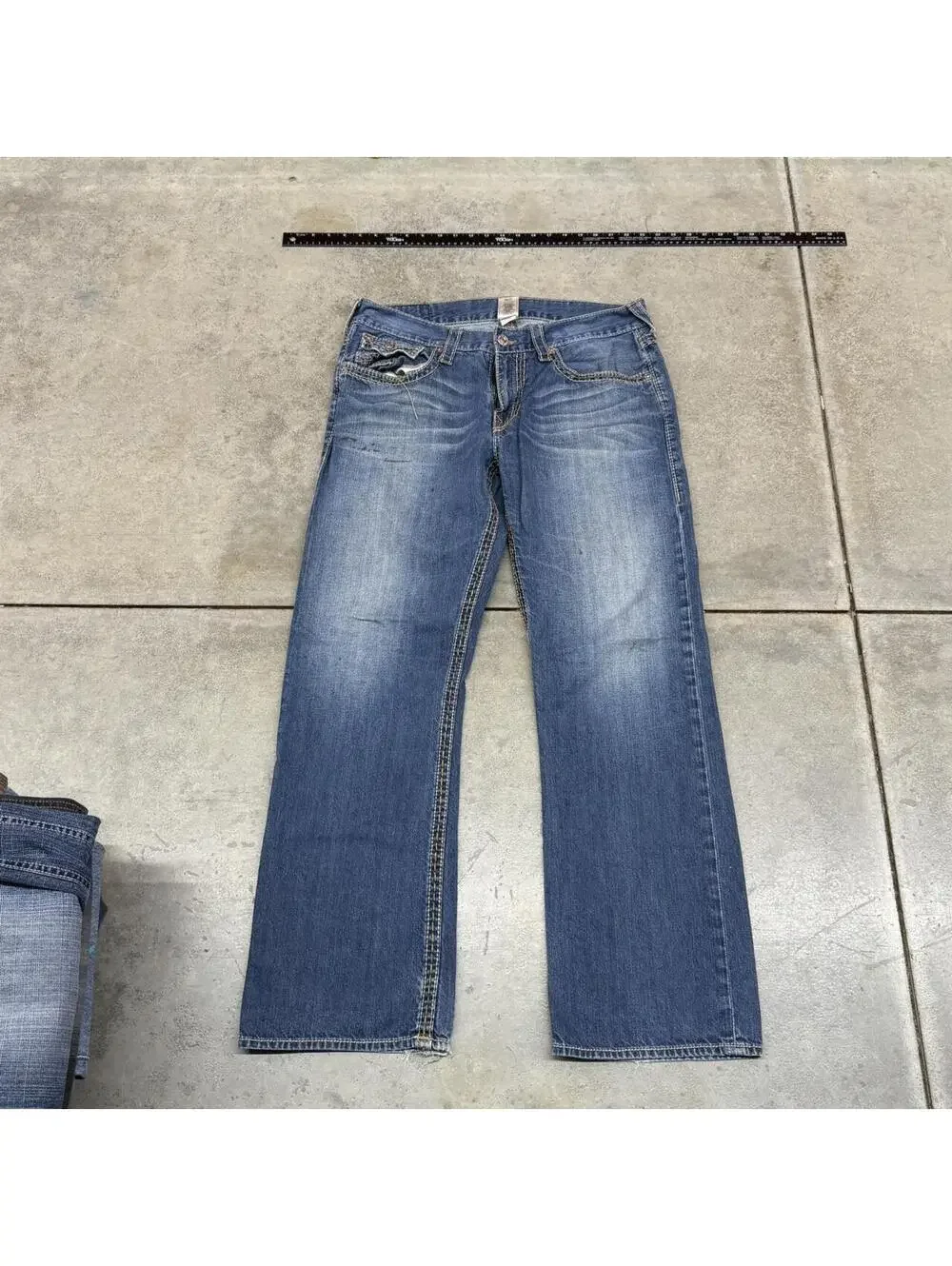 vintage true religion ricky blue made in usa straight leg jeans size 36 x 30